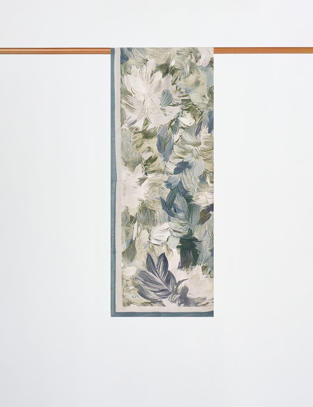 Floral Brush Pattern Scarf Mint