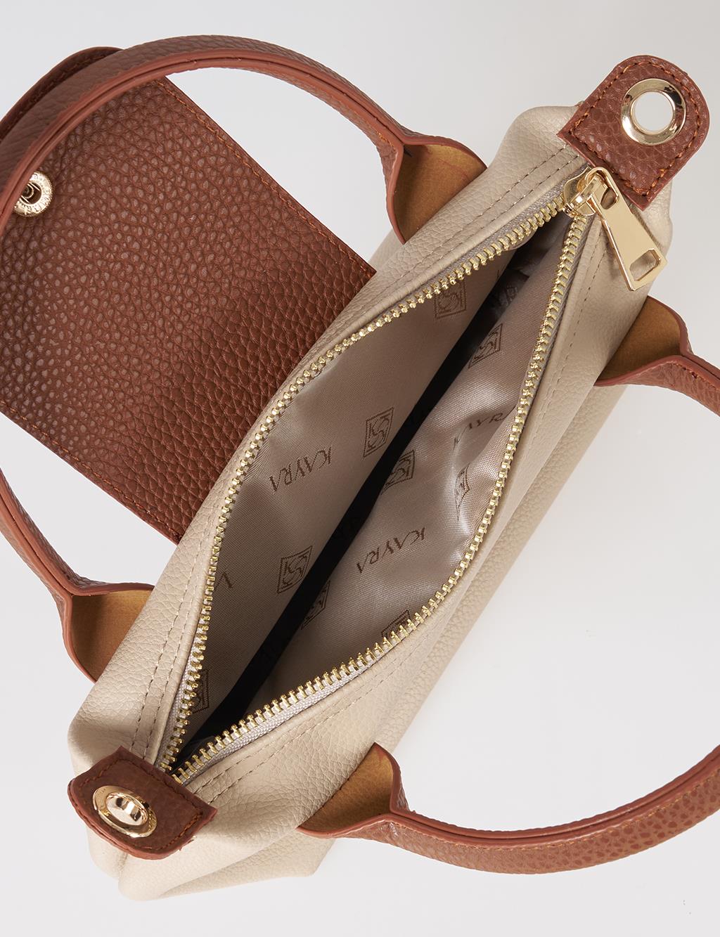 Kapaklı Shopper Çanta Taş