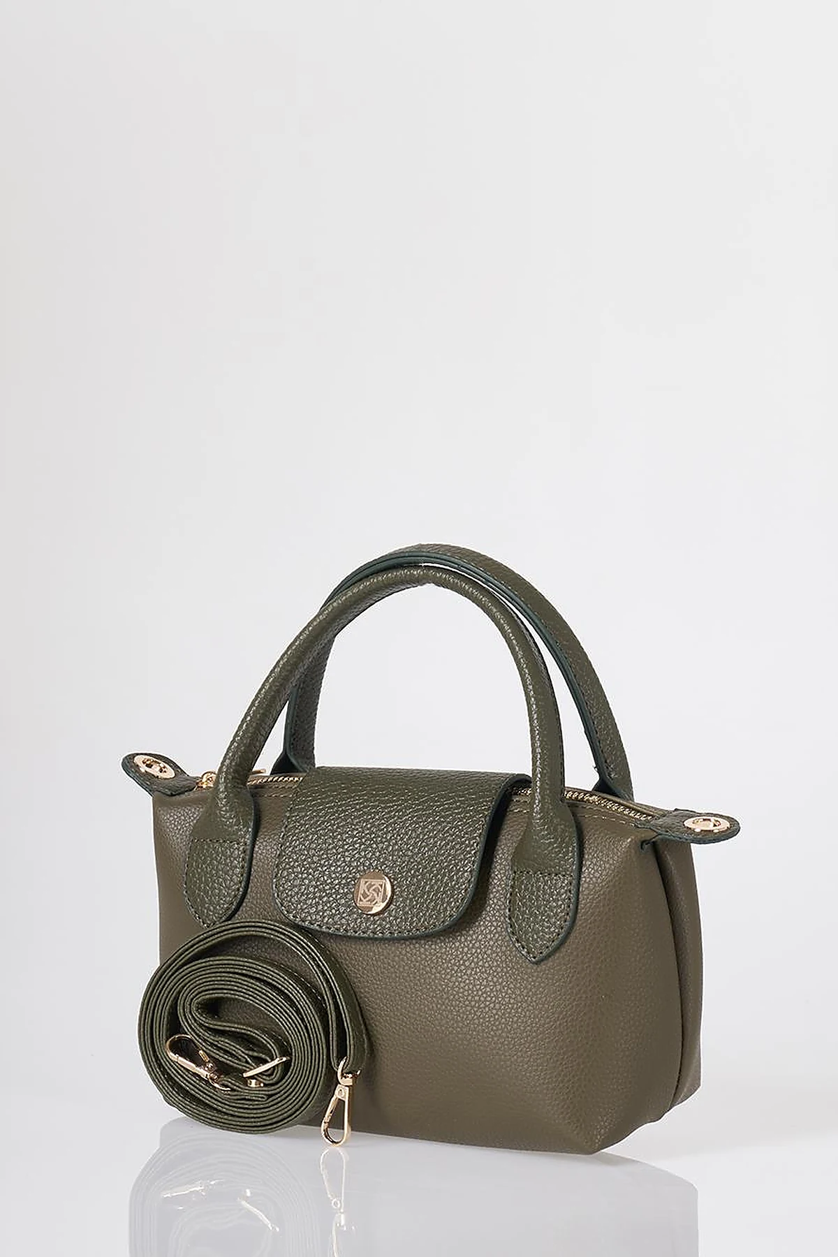 Flap-Detail Shopper Bag Khaki