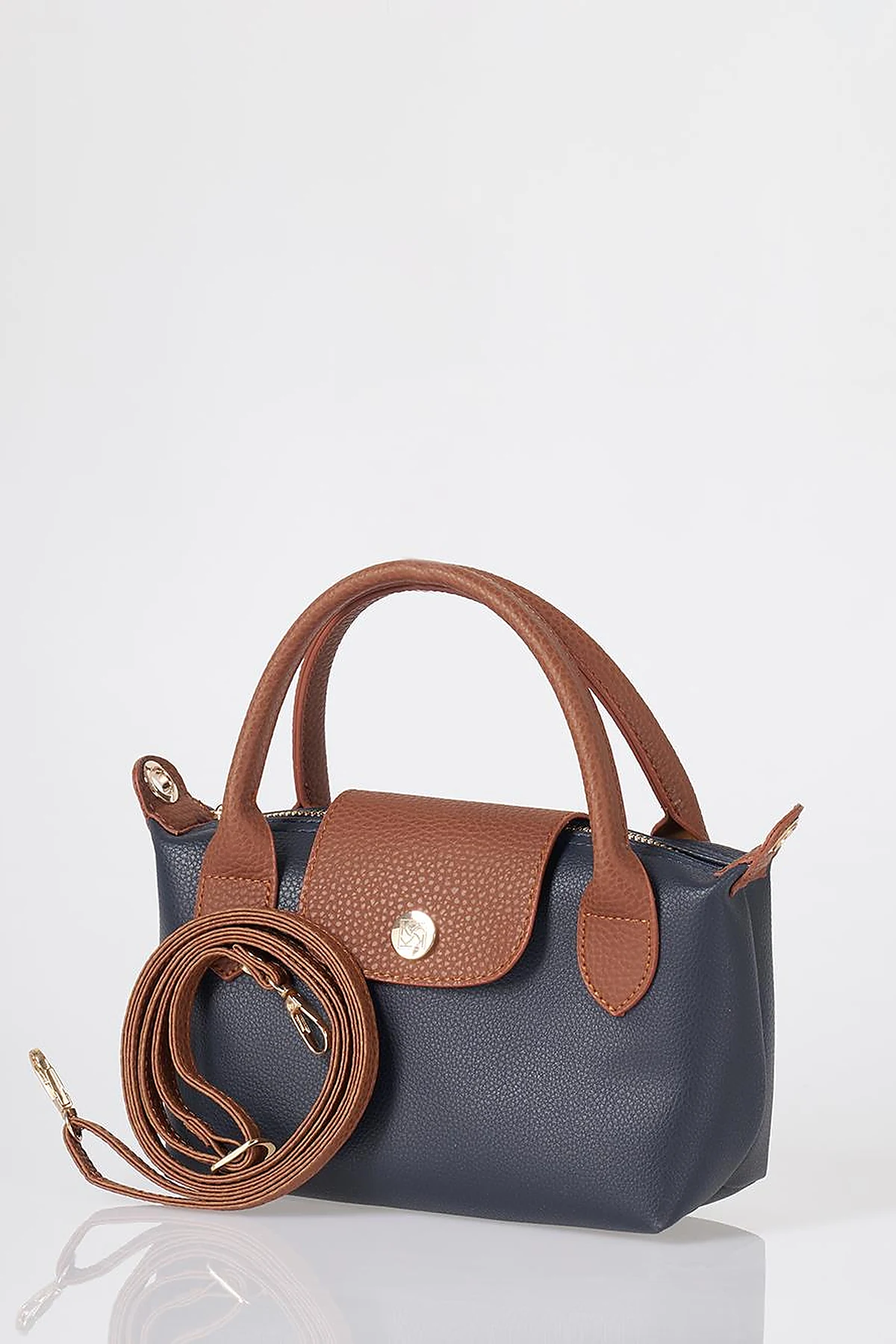Flap-Detail Shopper Bag Navy Blue