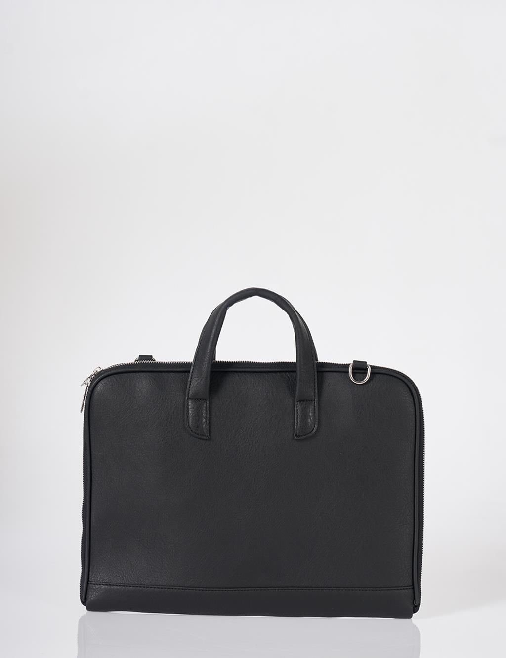 Faux Leather Laptop Bag Black