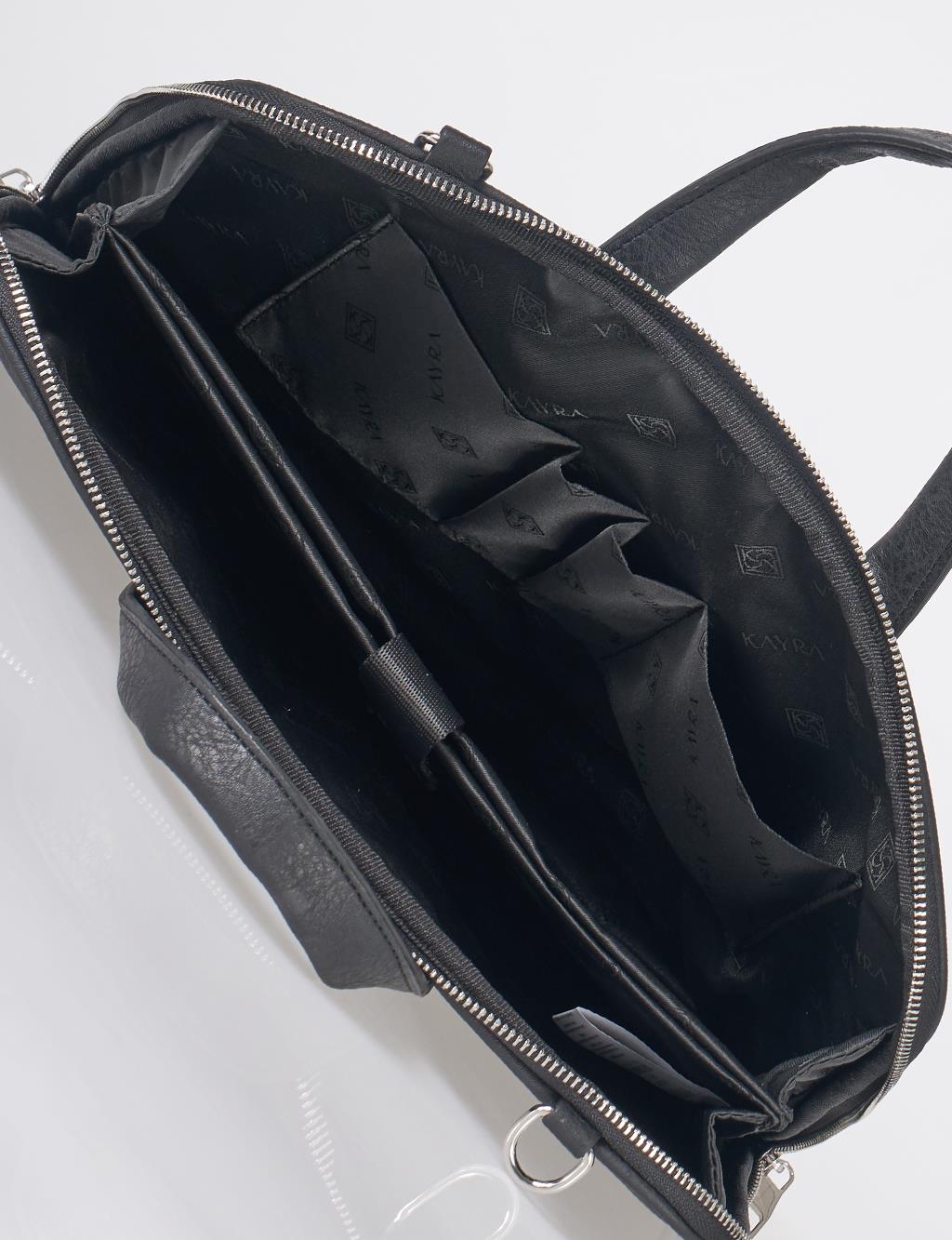 Faux Leather Laptop Bag Black