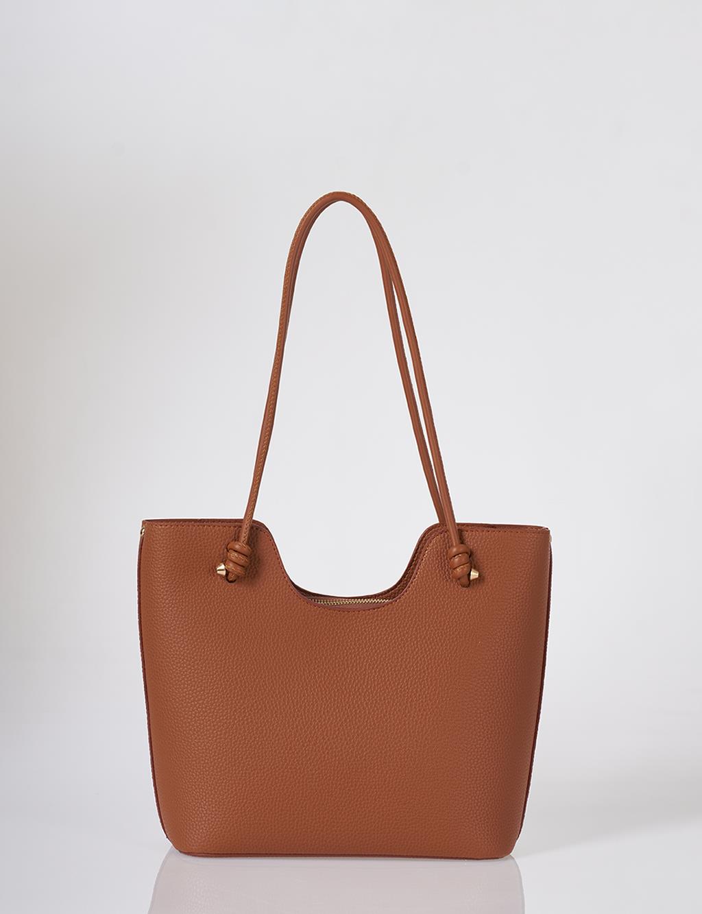 Knot-Detail Shoulder Bag Tan