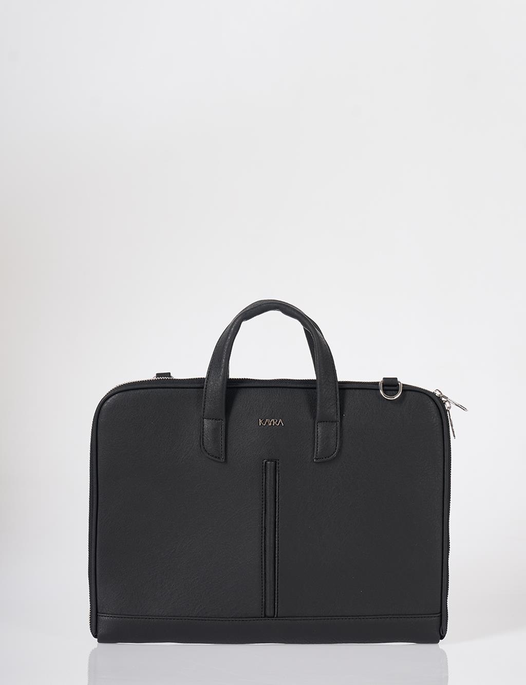 Faux Leather Laptop Bag Black