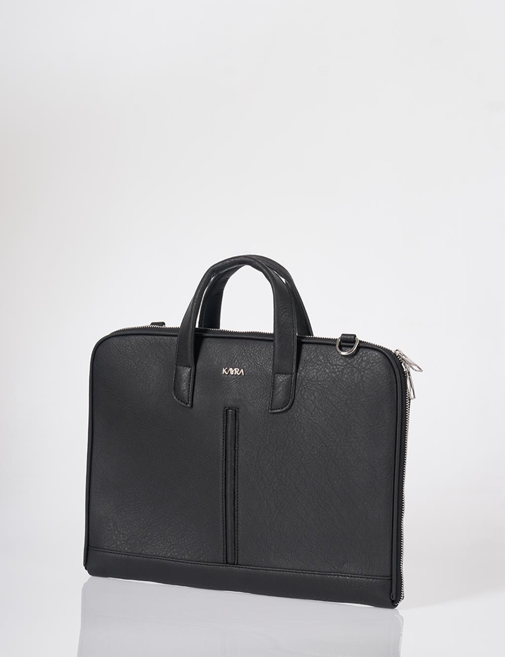 Faux Leather Laptop Bag Black