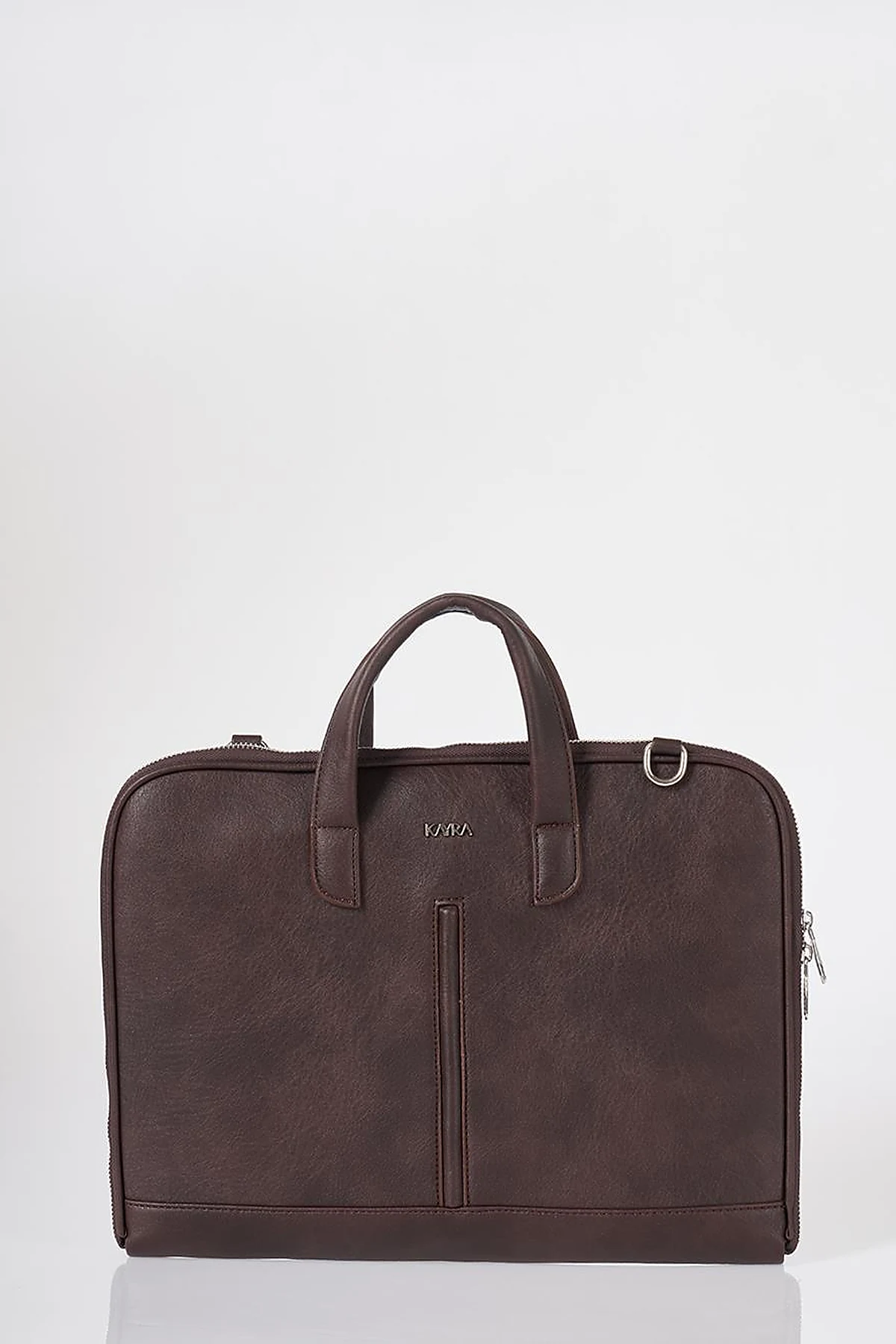 Faux Leather Laptop Bag Dark Brown