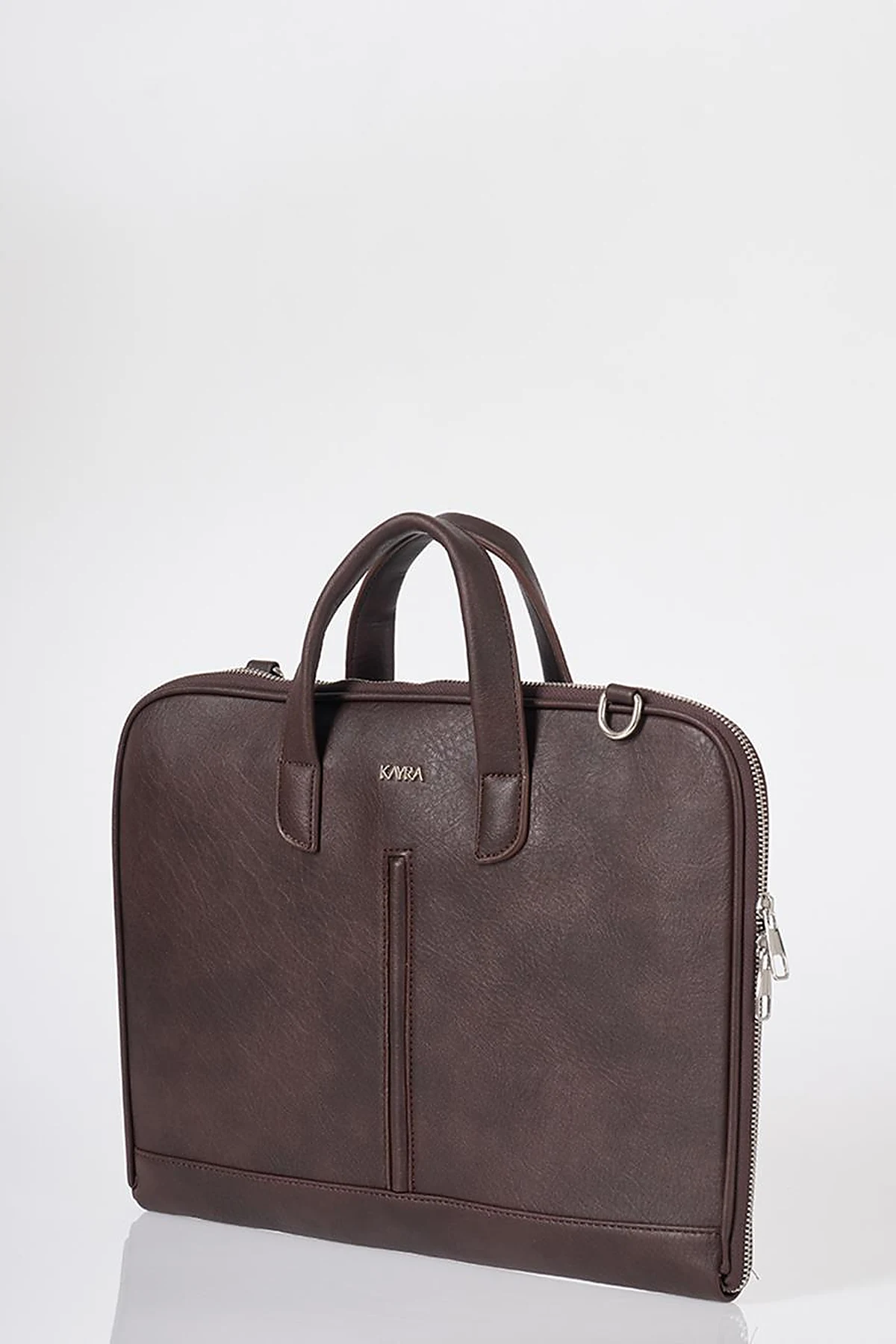 Faux Leather Laptop Bag Dark Brown