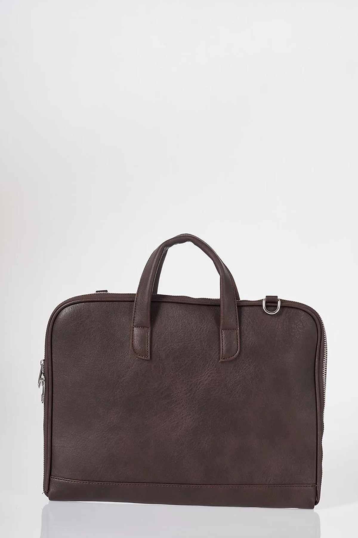 Faux Leather Laptop Bag Dark Brown