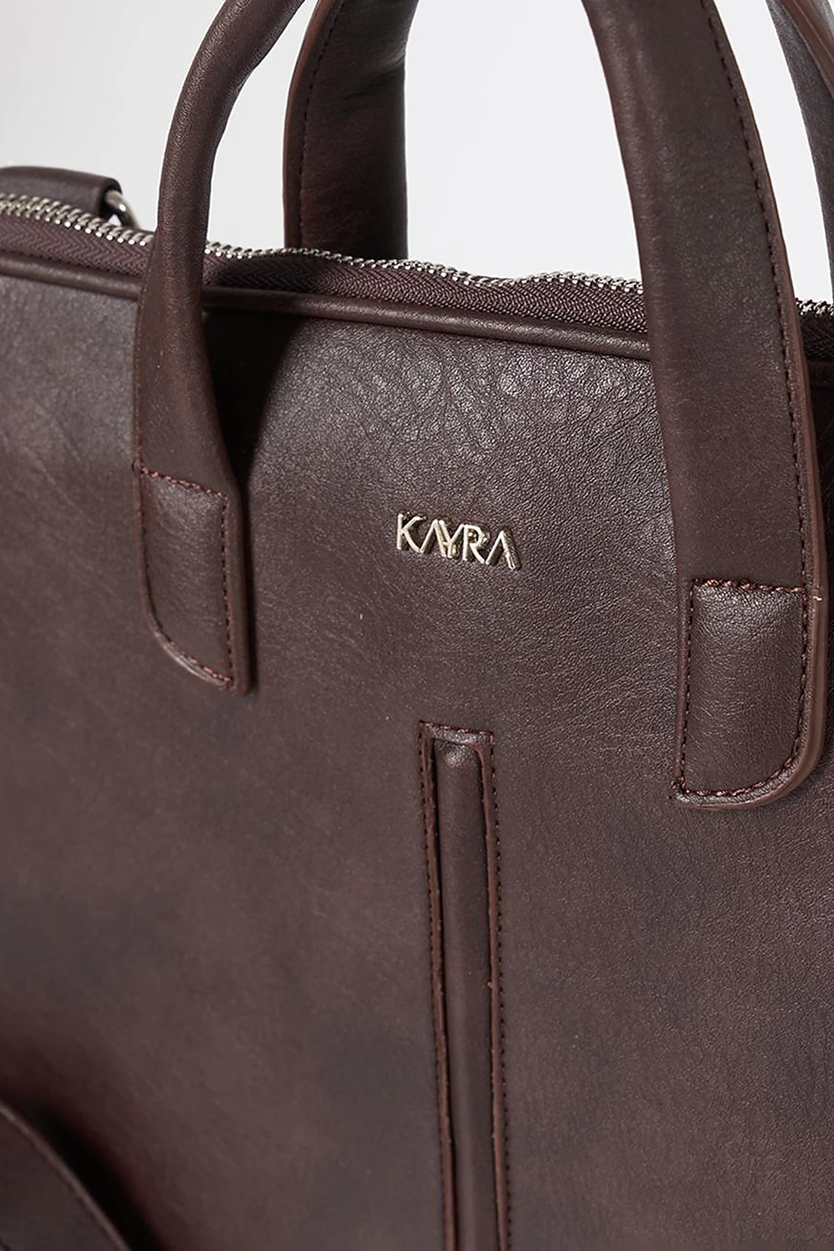 Faux Leather Laptop Bag Dark Brown