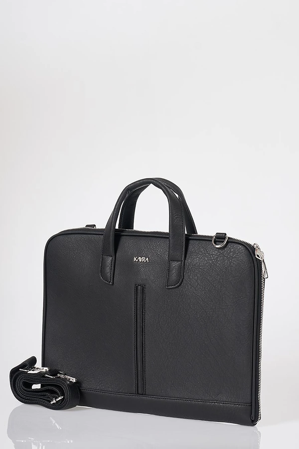 Faux Leather Laptop Bag Black