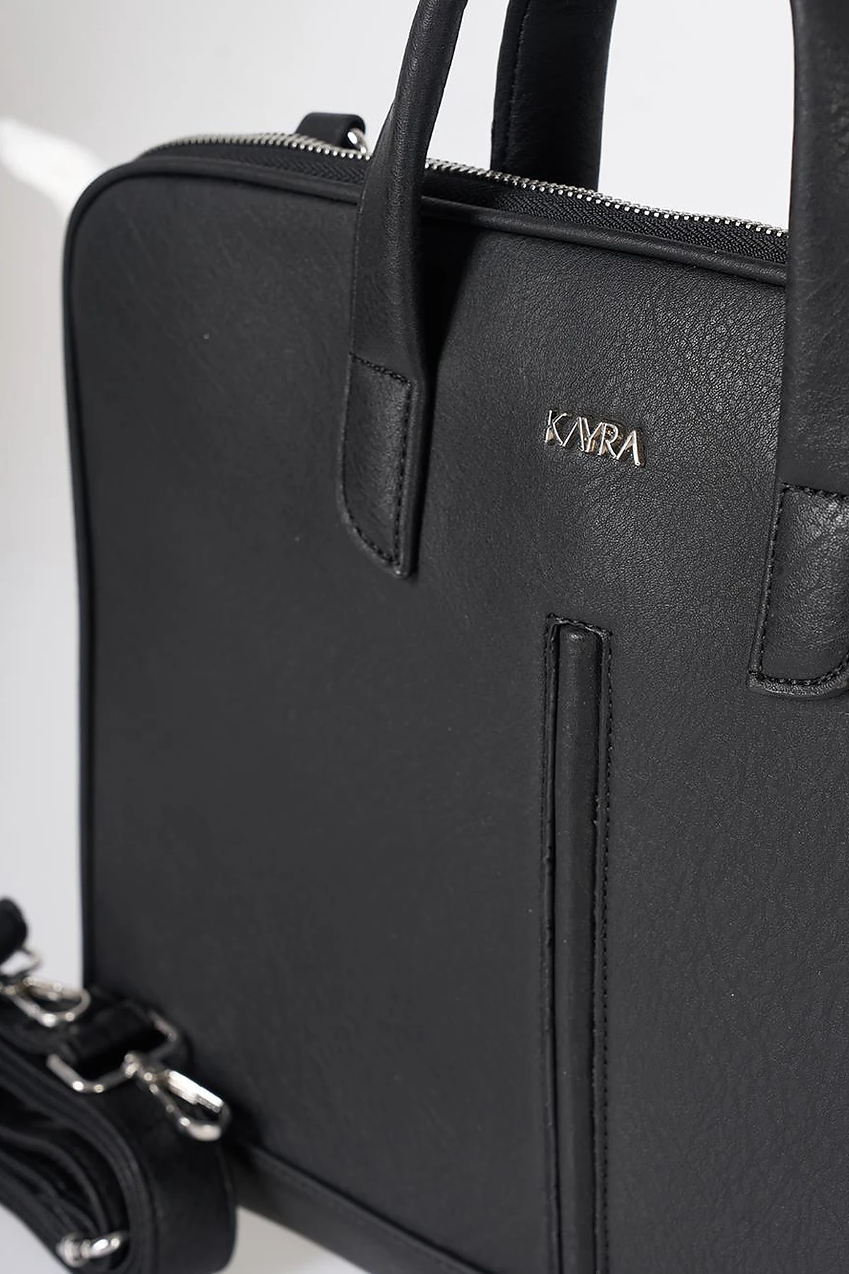 Faux Leather Laptop Bag Black
