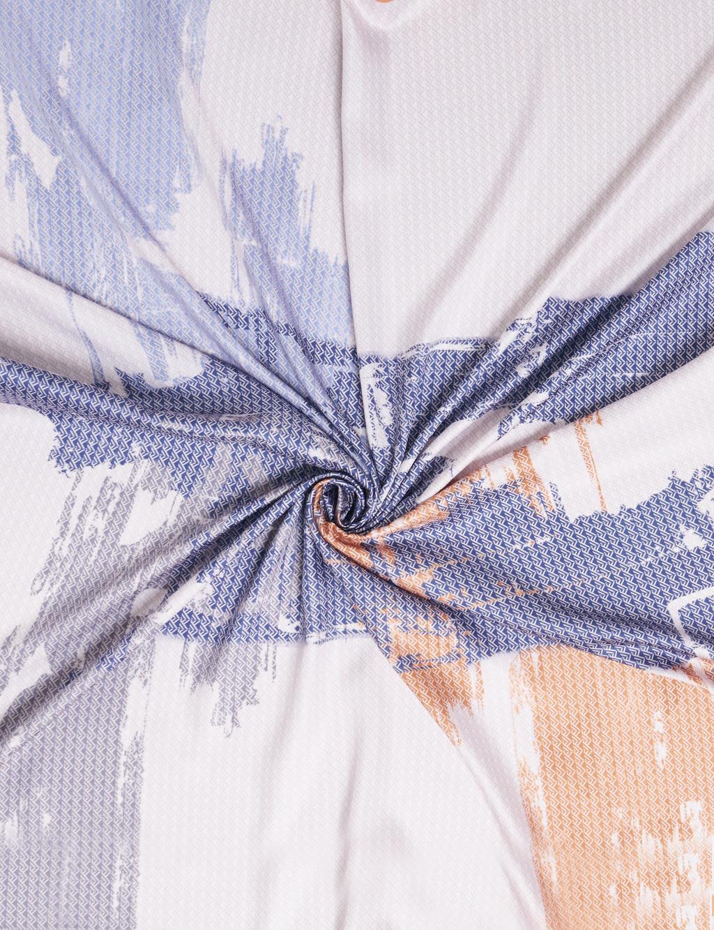 Brushstroke Pattern Twill Scarf Navy-Camel