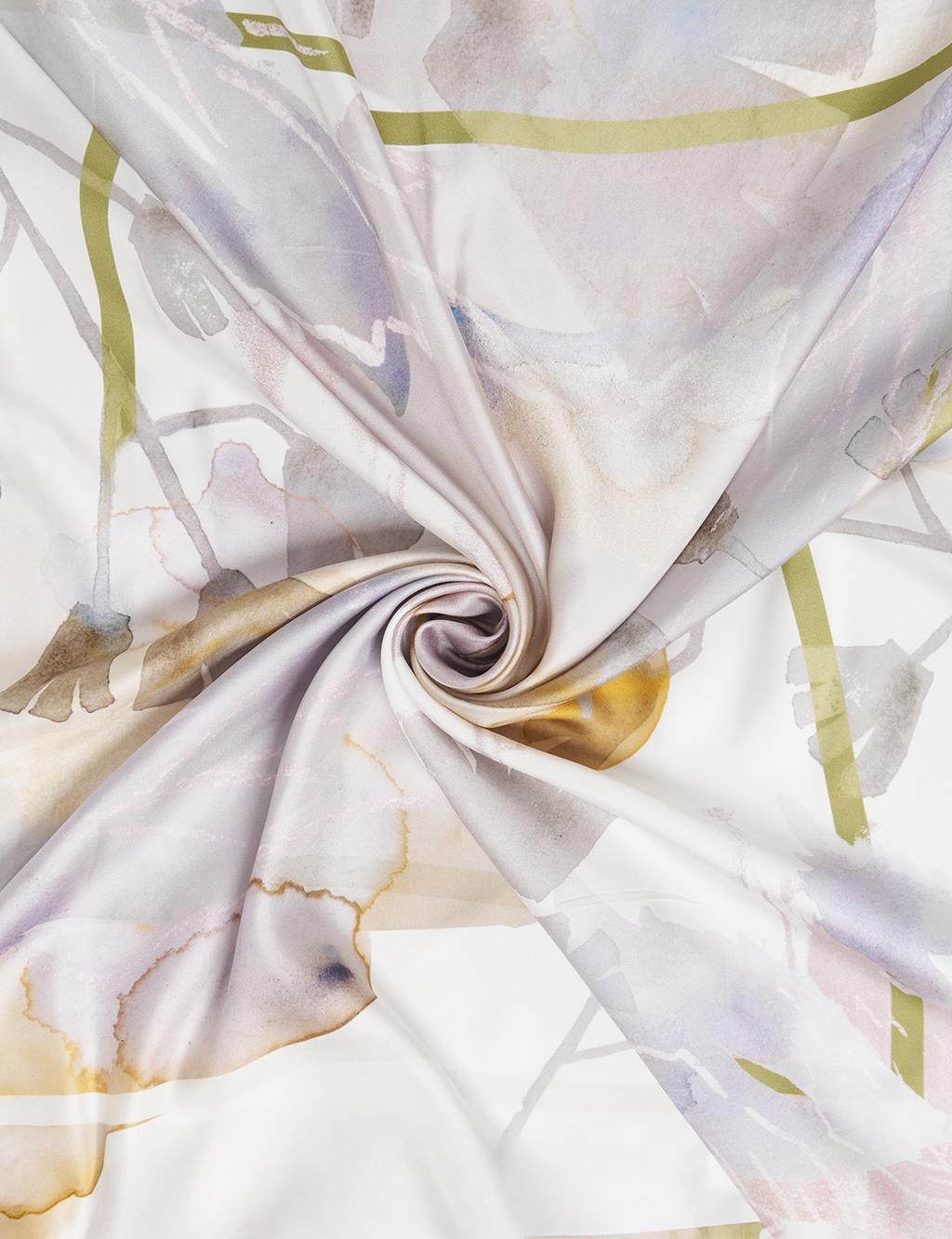 Leaf Pattern Silk Scarf Lilac