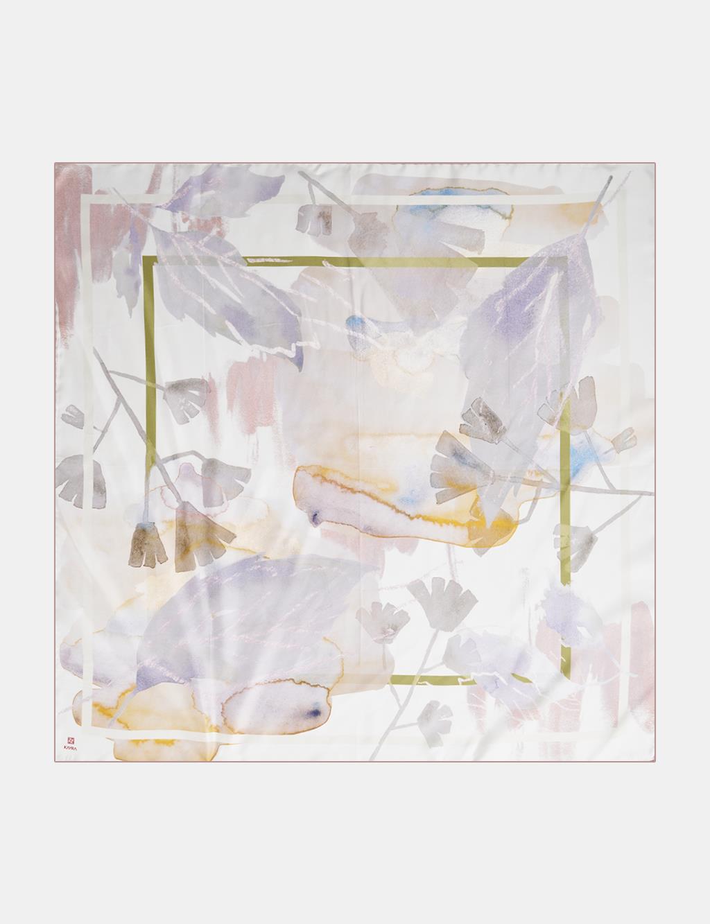 Leaf Pattern Silk Scarf Lilac