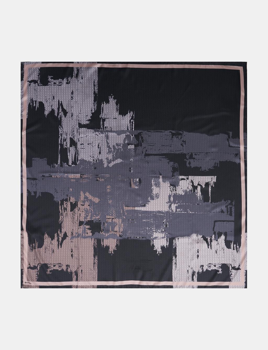 Brushstroke Pattern Twill Scarf Black