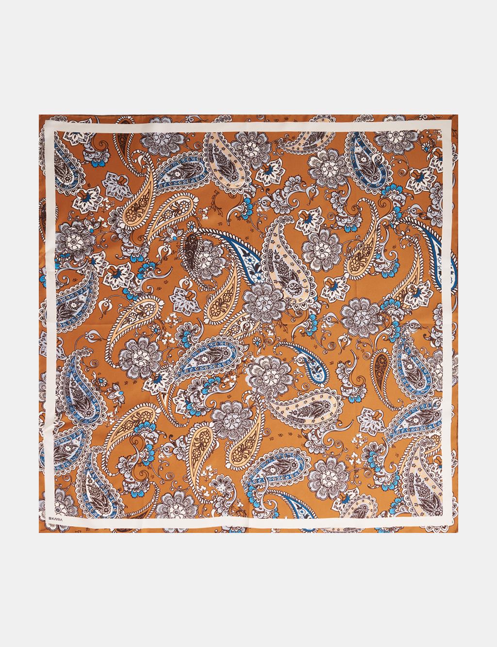 Ethnic Pattern Silk Scarf Terracotta