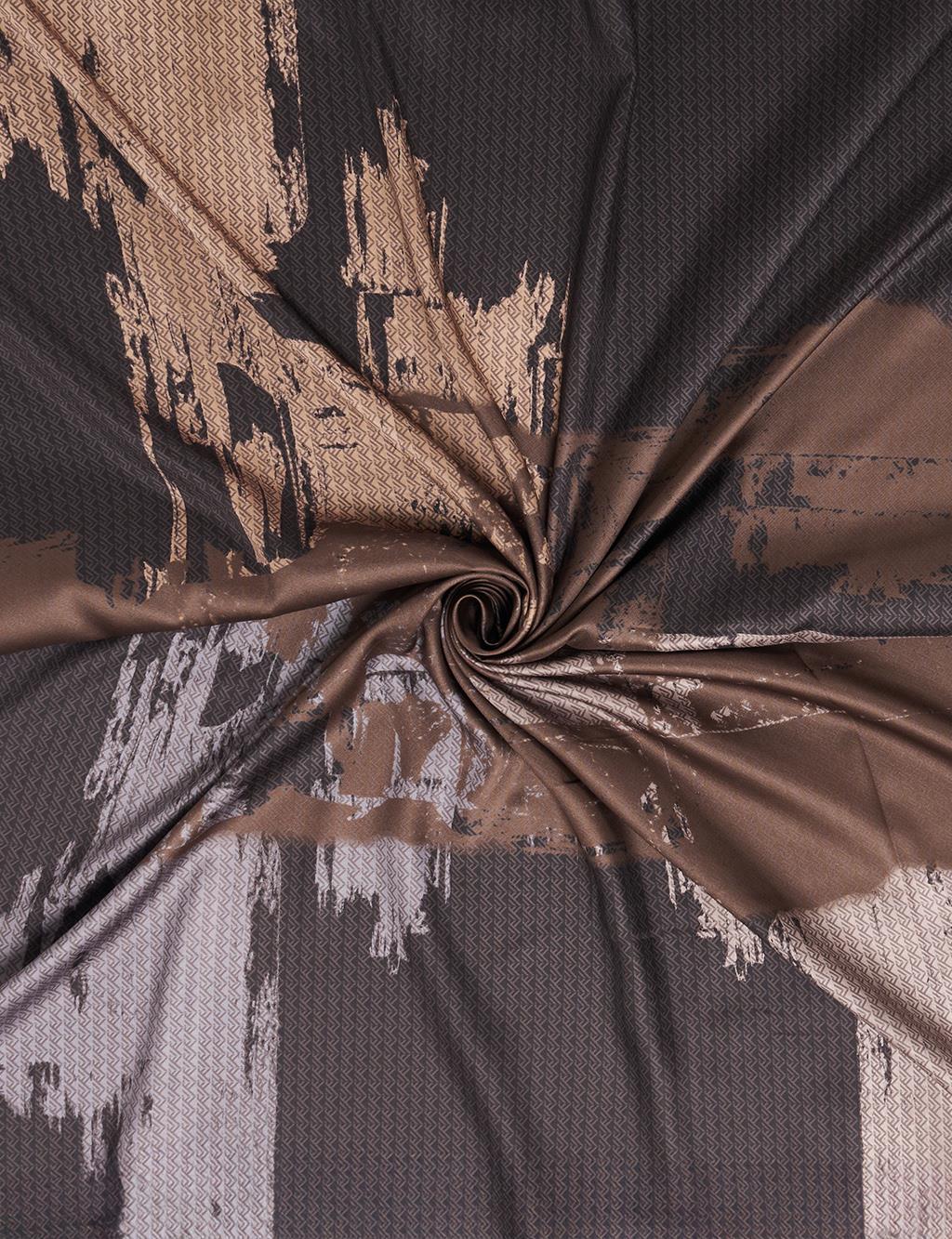 Brushstroke Pattern Twill Scarf Brown