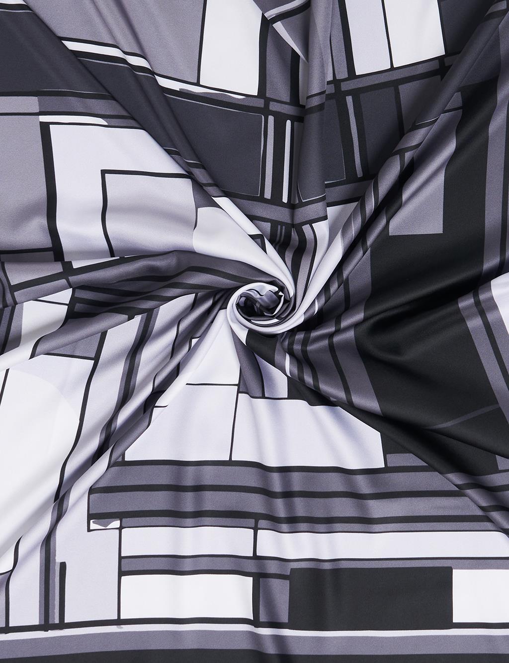 Geometric Patterned Scarf Black-Anthracite