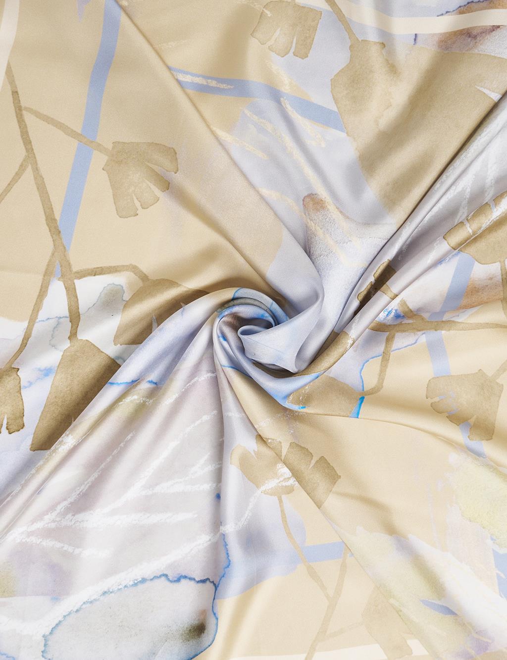 Leaf Pattern Silk Scarf Olive