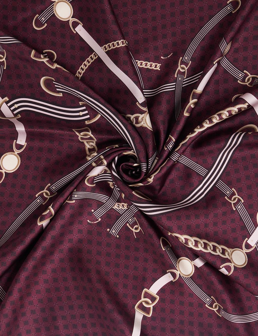 Chain Pattern Silk Scarf Cherry