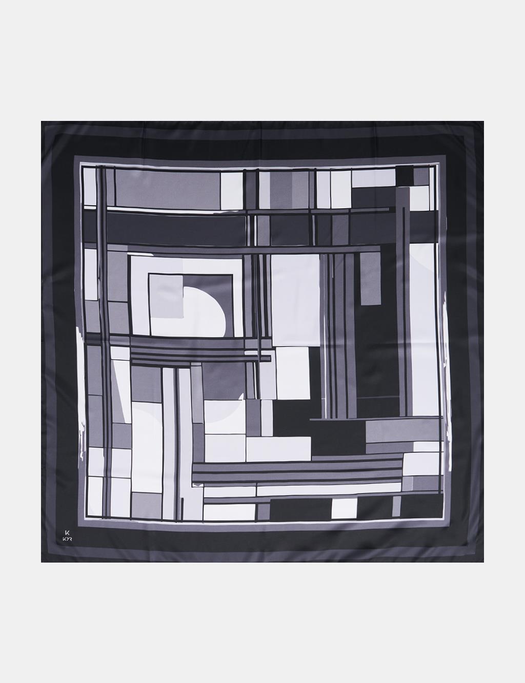 Geometric Patterned Scarf Black-Anthracite