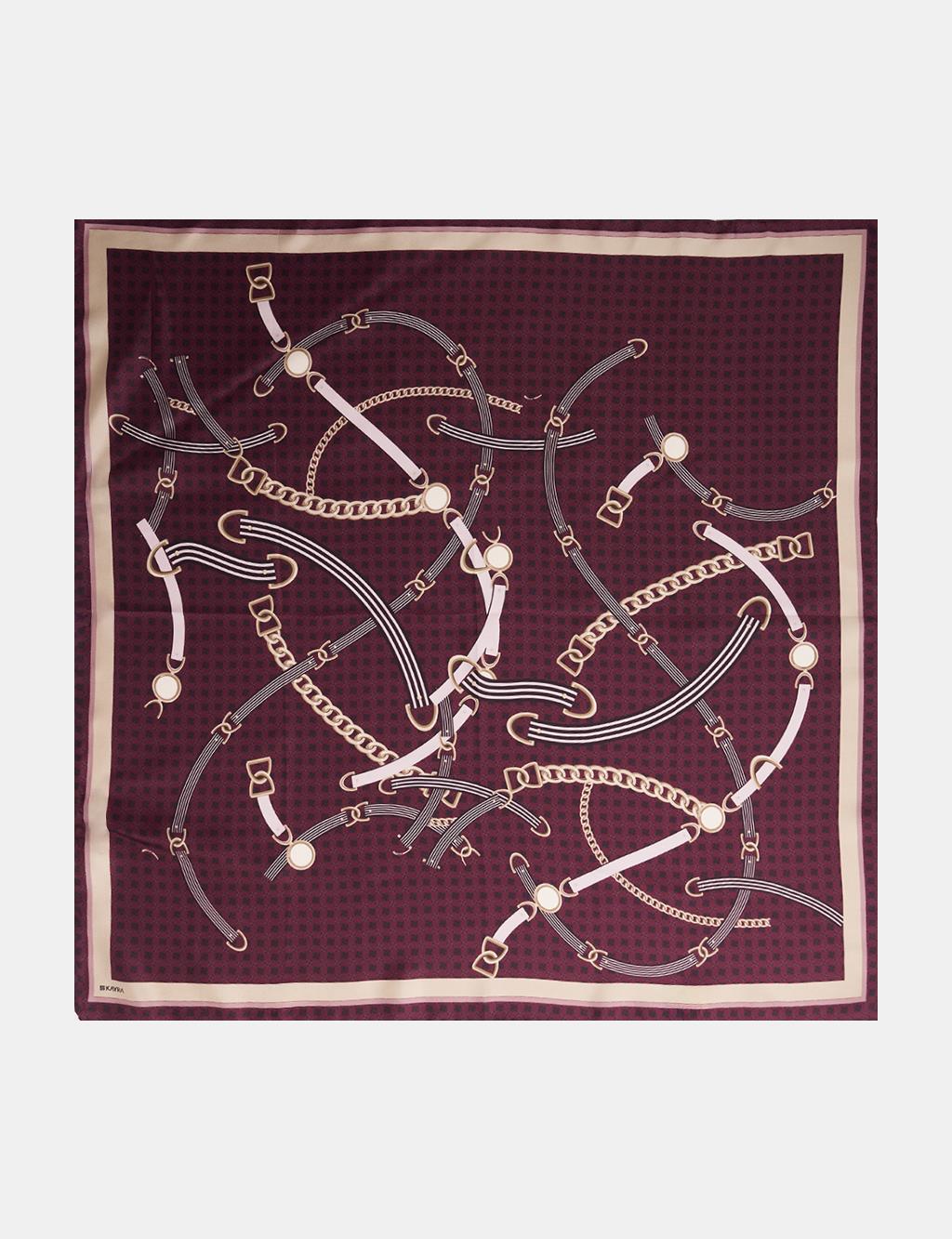 Chain Pattern Silk Scarf Cherry