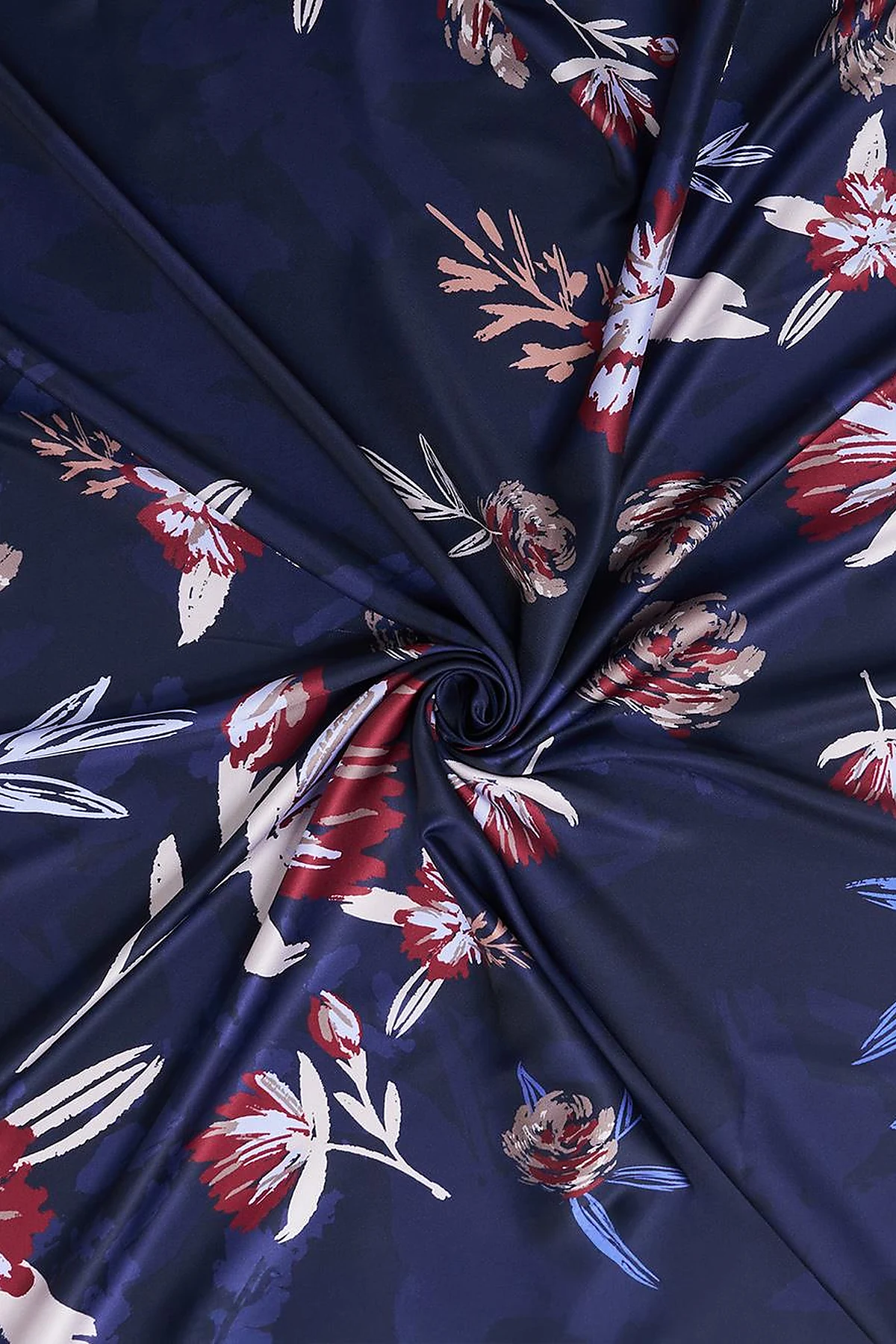 Floral Pattern Scarf Navy Blue