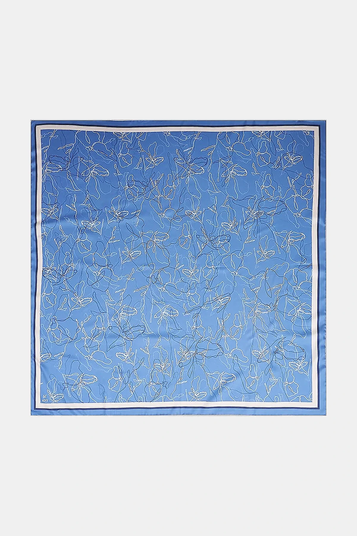 Linear Floral Pattern Scarf Indigo