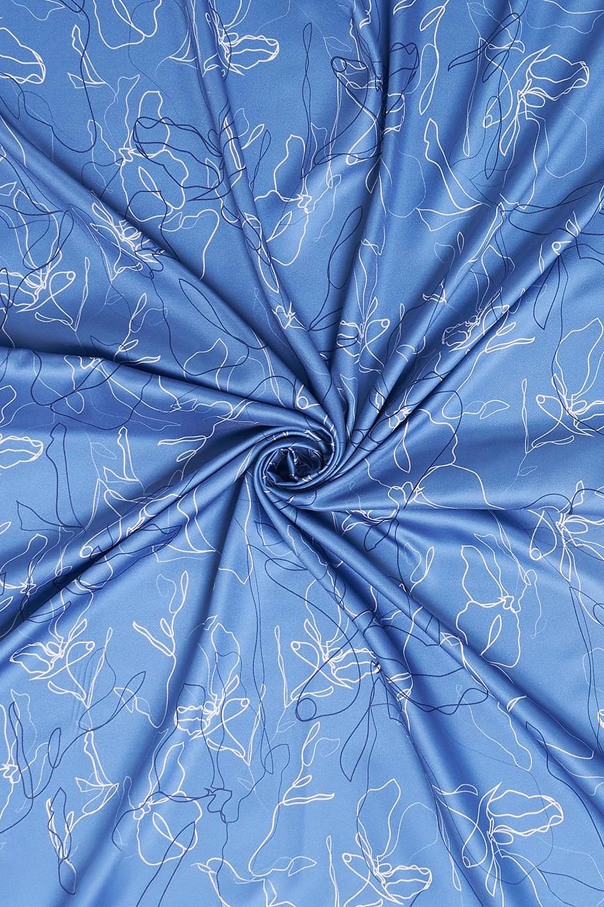 Linear Floral Pattern Scarf Indigo