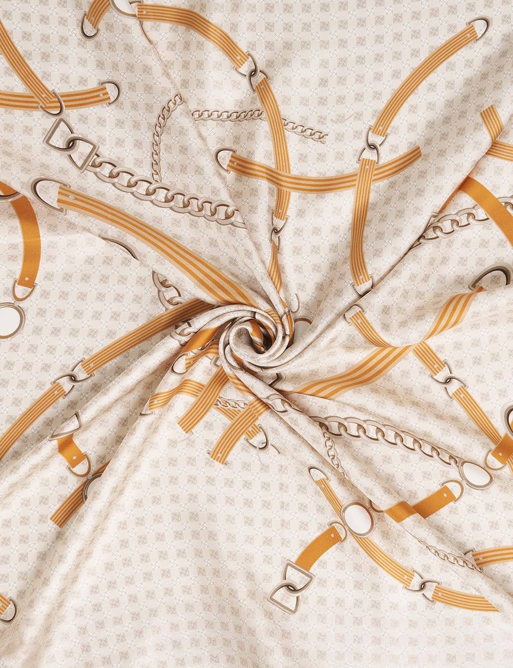 Chain Pattern Silk Scarf Terracotta