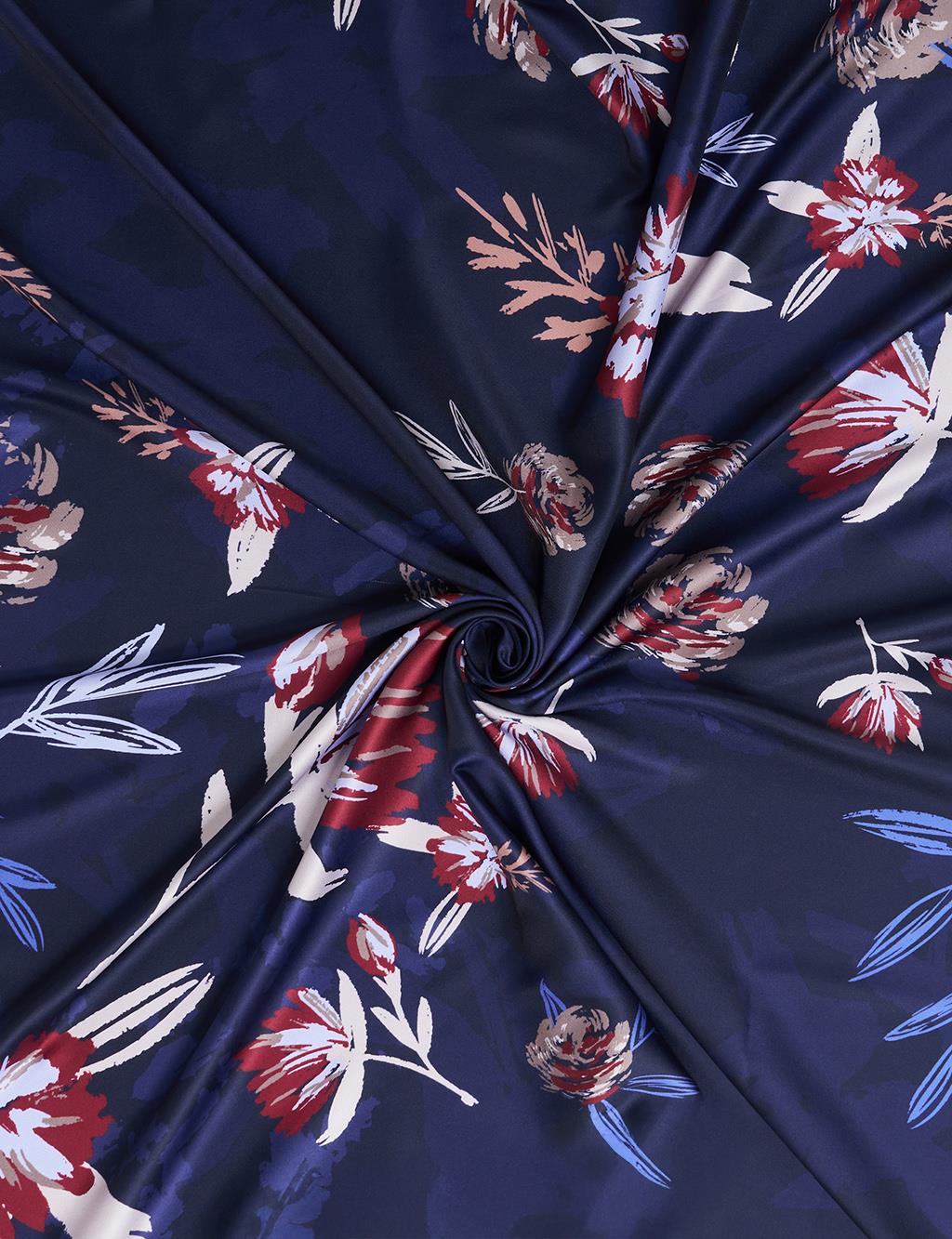 Floral Pattern Scarf Navy Blue