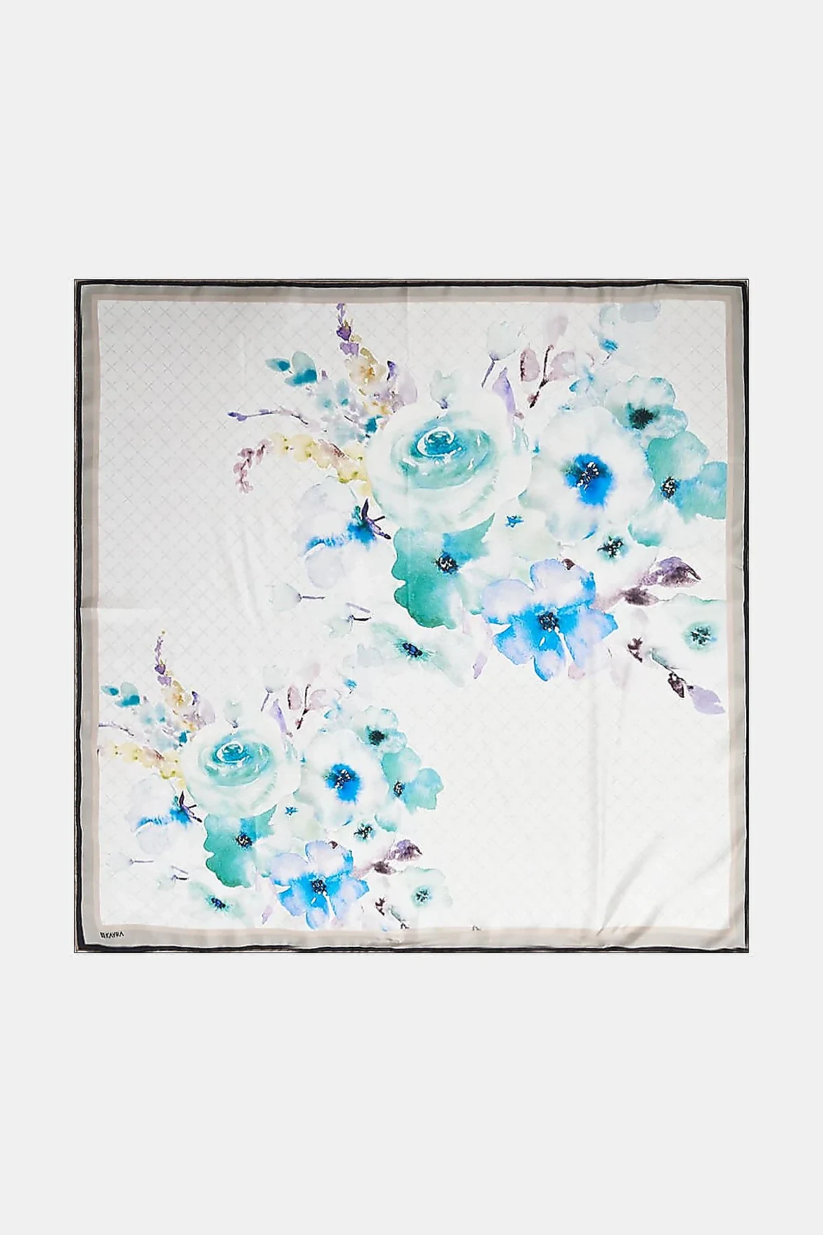 Monogram Floral Silk Scarf Blue