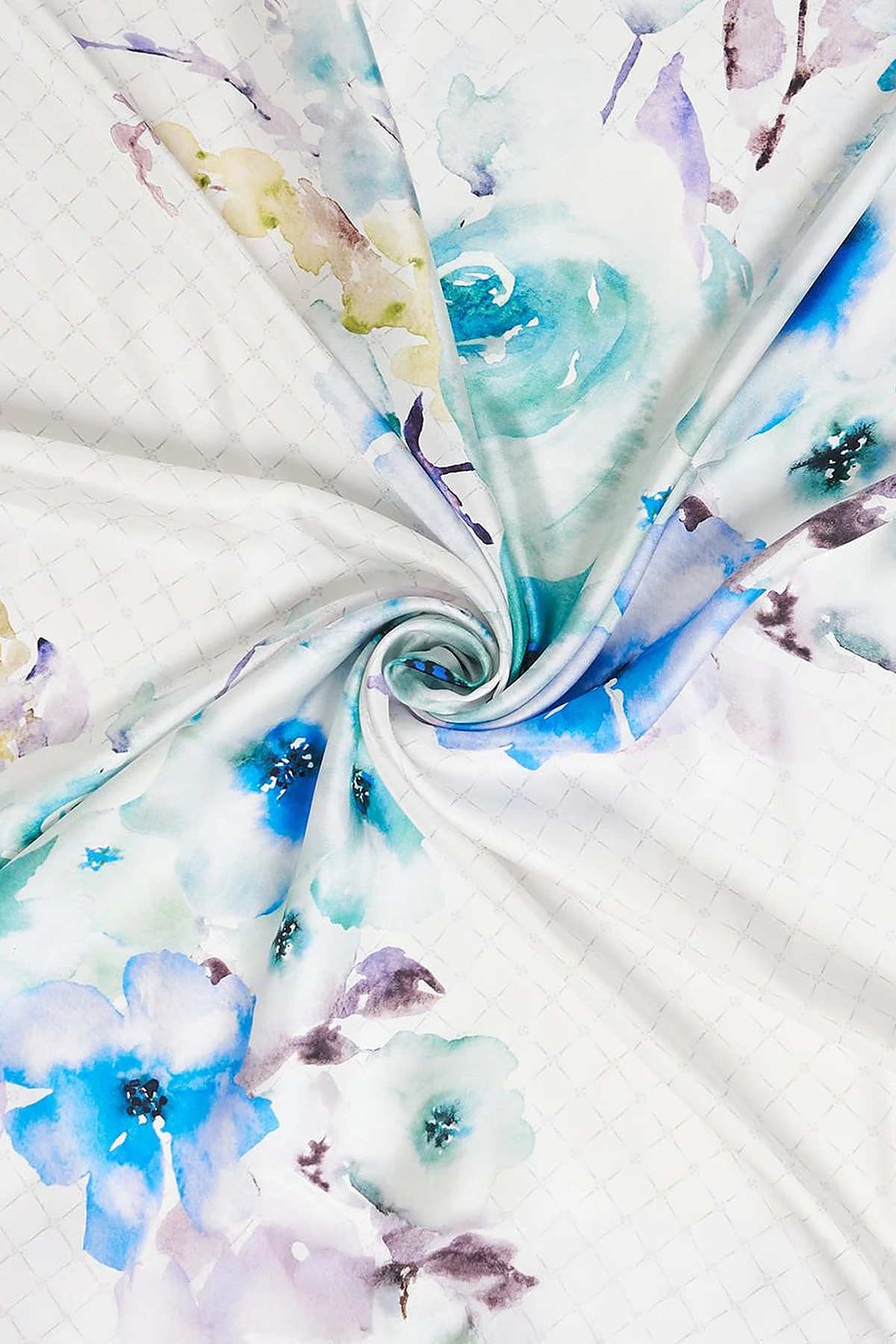 Monogram Floral Silk Scarf Blue
