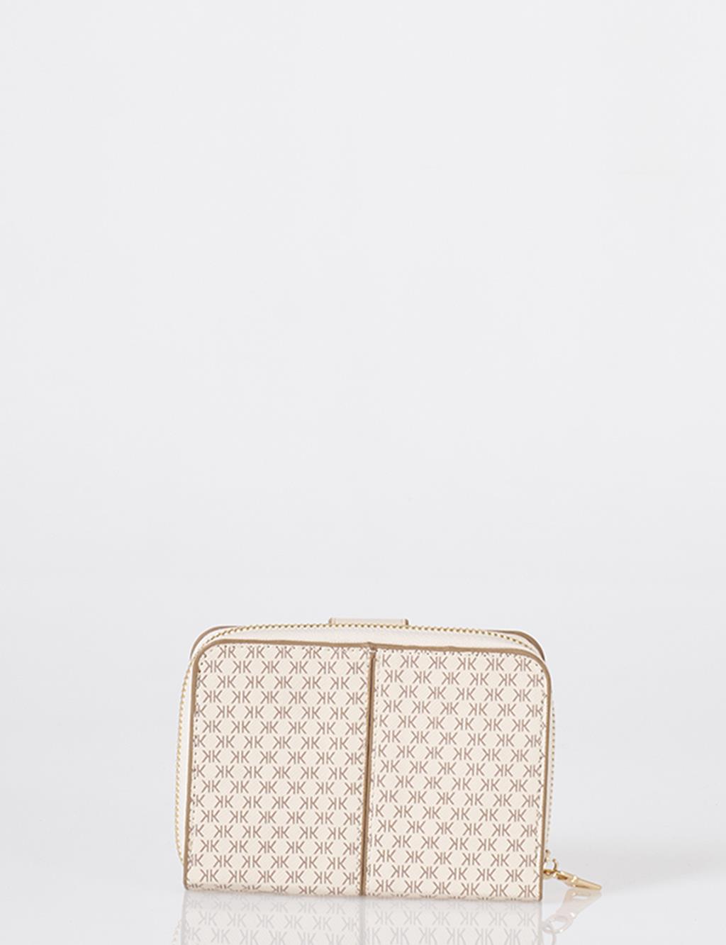 Monogram Patterned Wallet Cream