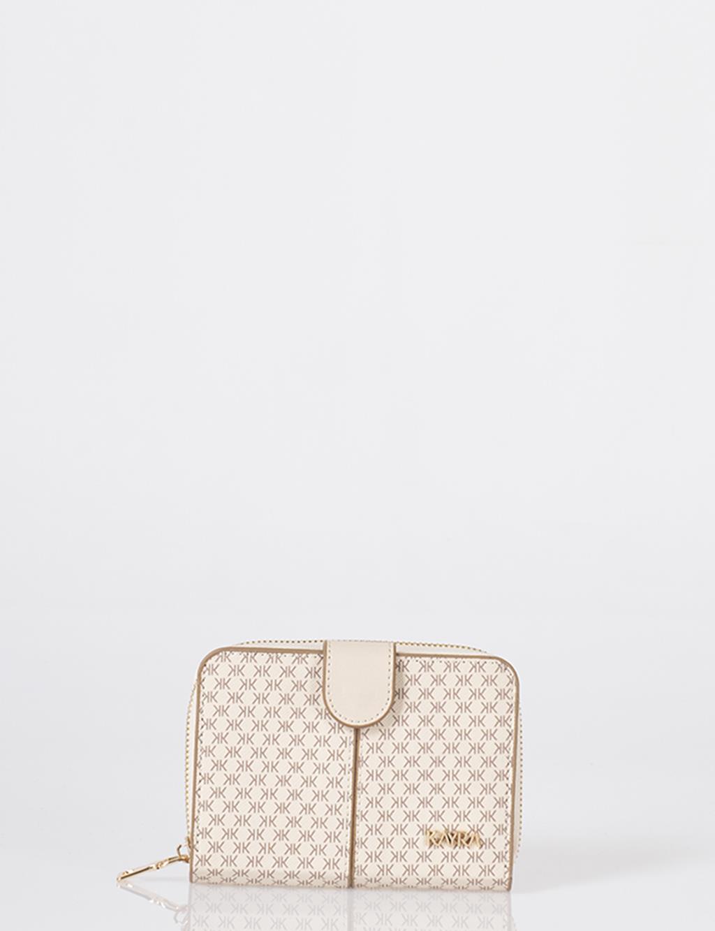 Monogram Patterned Wallet Cream