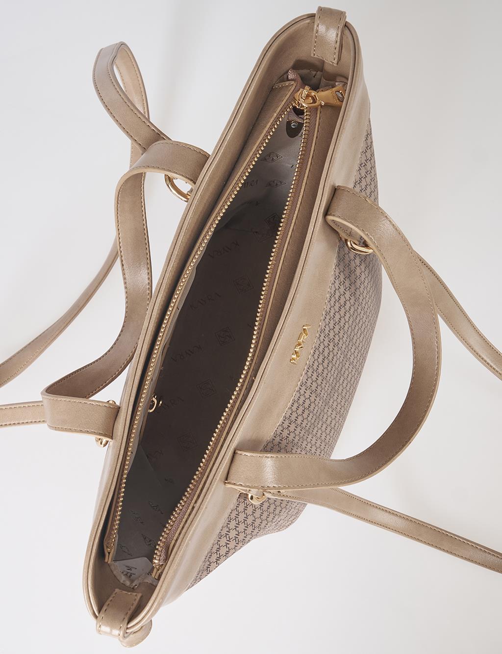Monogram Pattern Shoulder Bag Mink