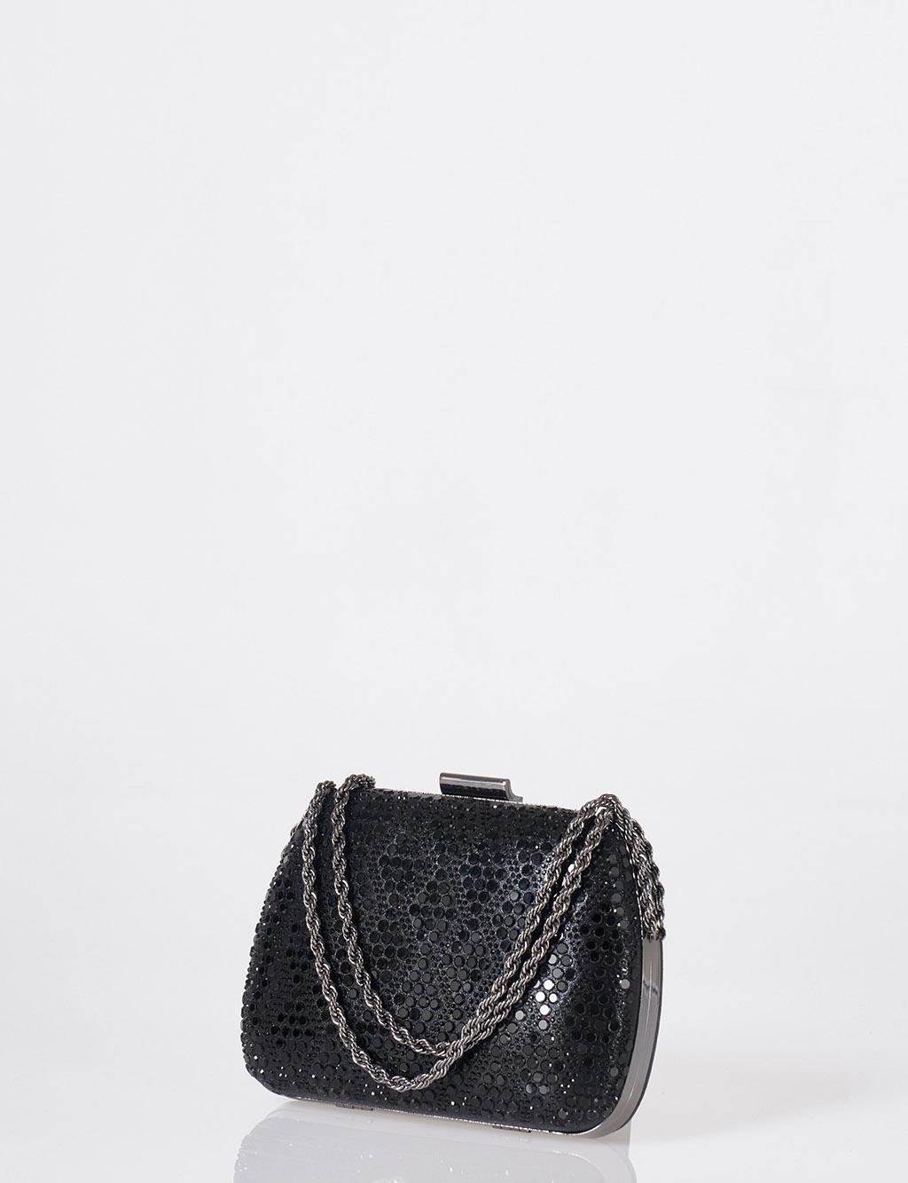 Shimmer Clutch Bag Black