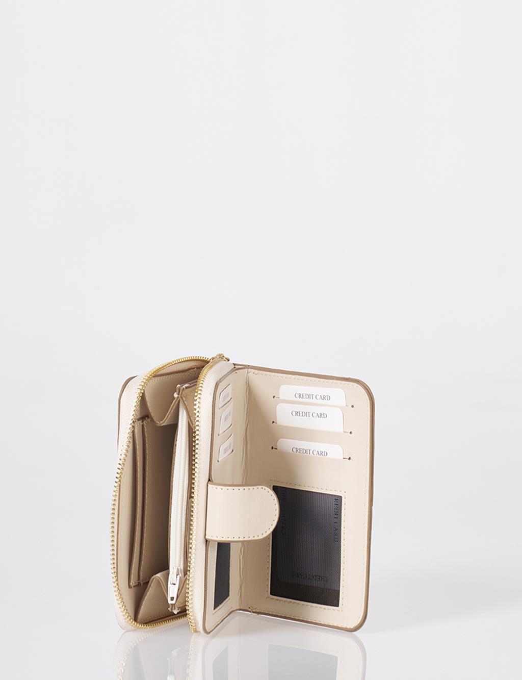 Monogram Patterned Wallet Cream