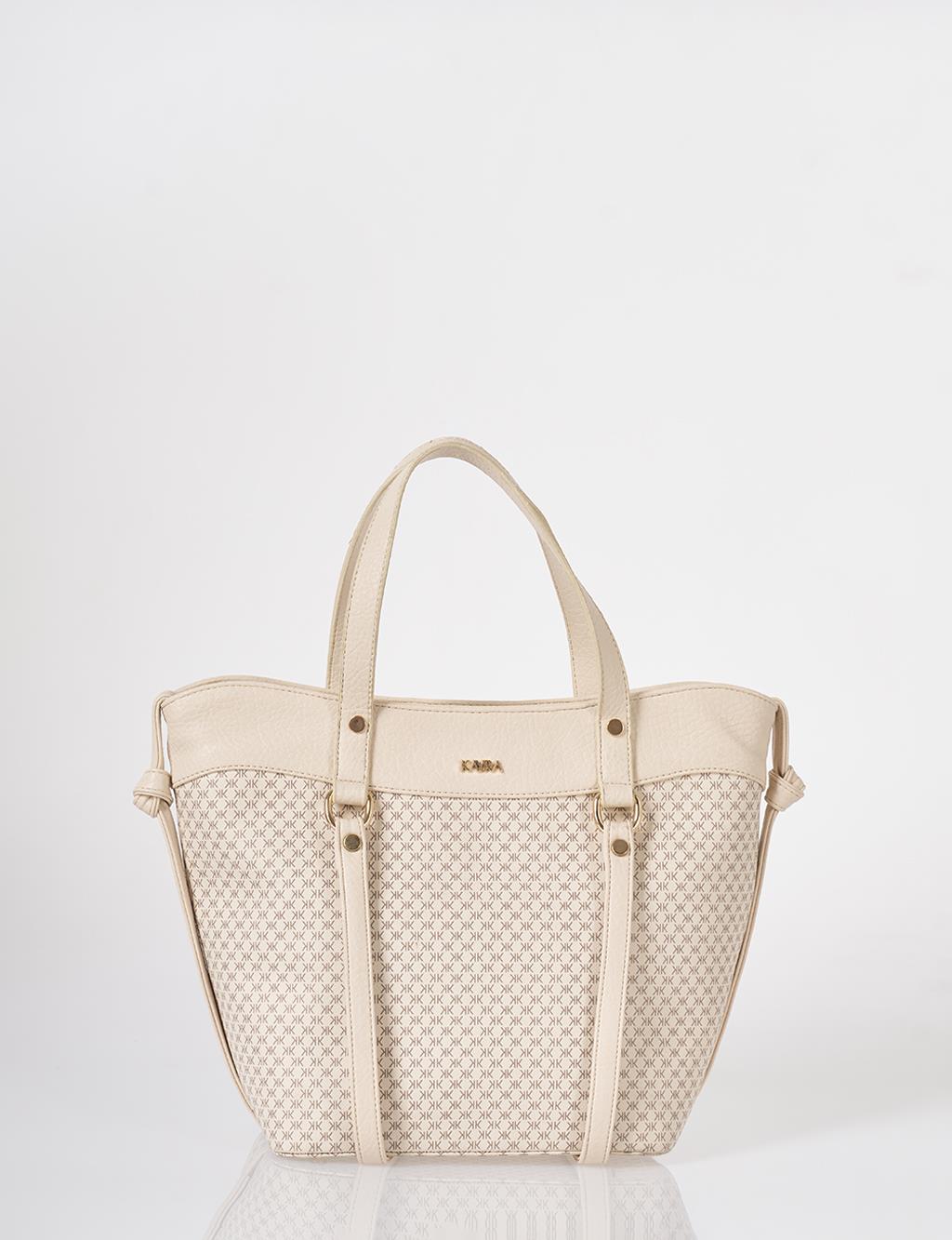 Monogram Pattern Shoulder Bag Cream