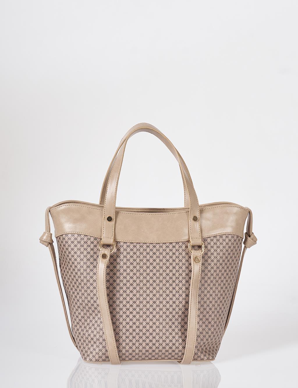 Monogram Pattern Shoulder Bag Mink