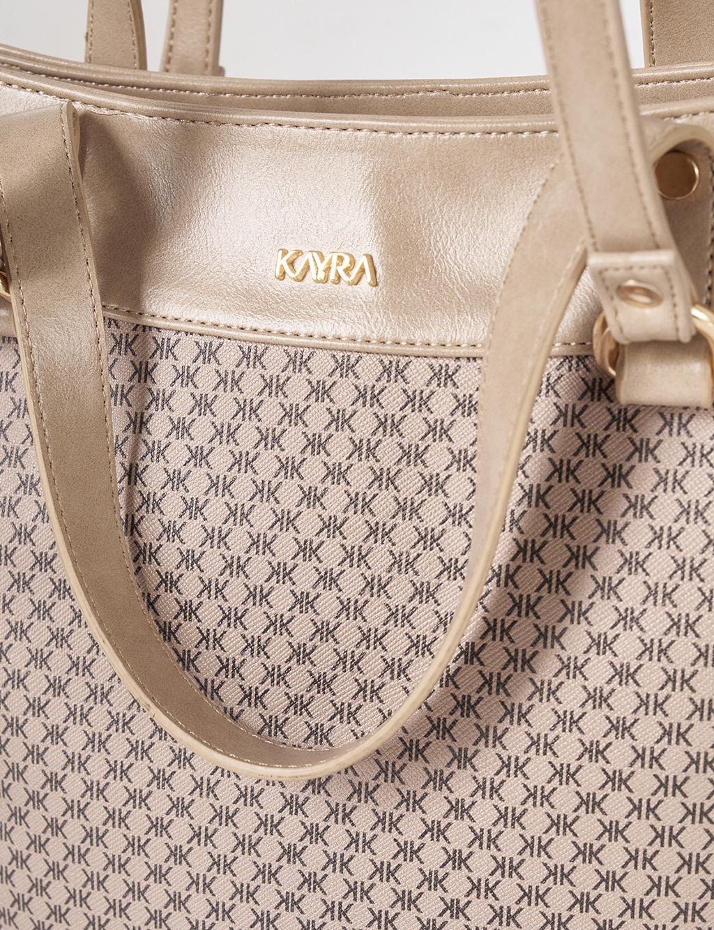 Monogram Pattern Shoulder Bag Mink