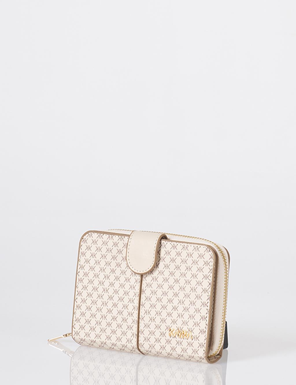 Monogram Patterned Wallet Cream