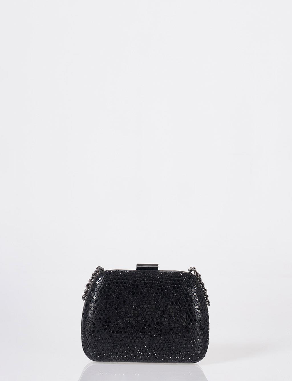 Shimmer Clutch Bag Black