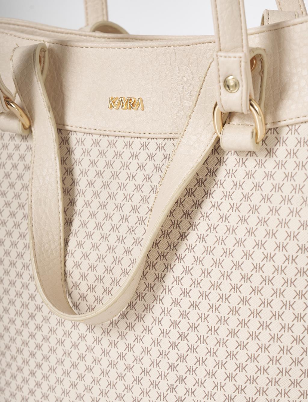 Monogram Pattern Shoulder Bag Cream