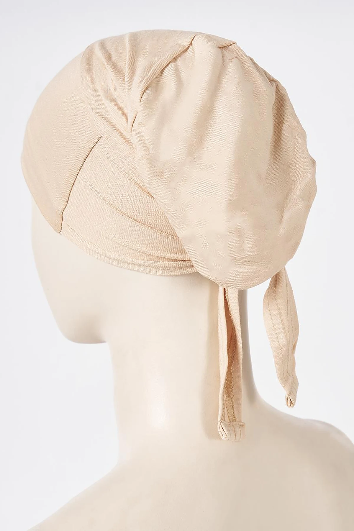 Beige Tie-Back Stitched Bonnet