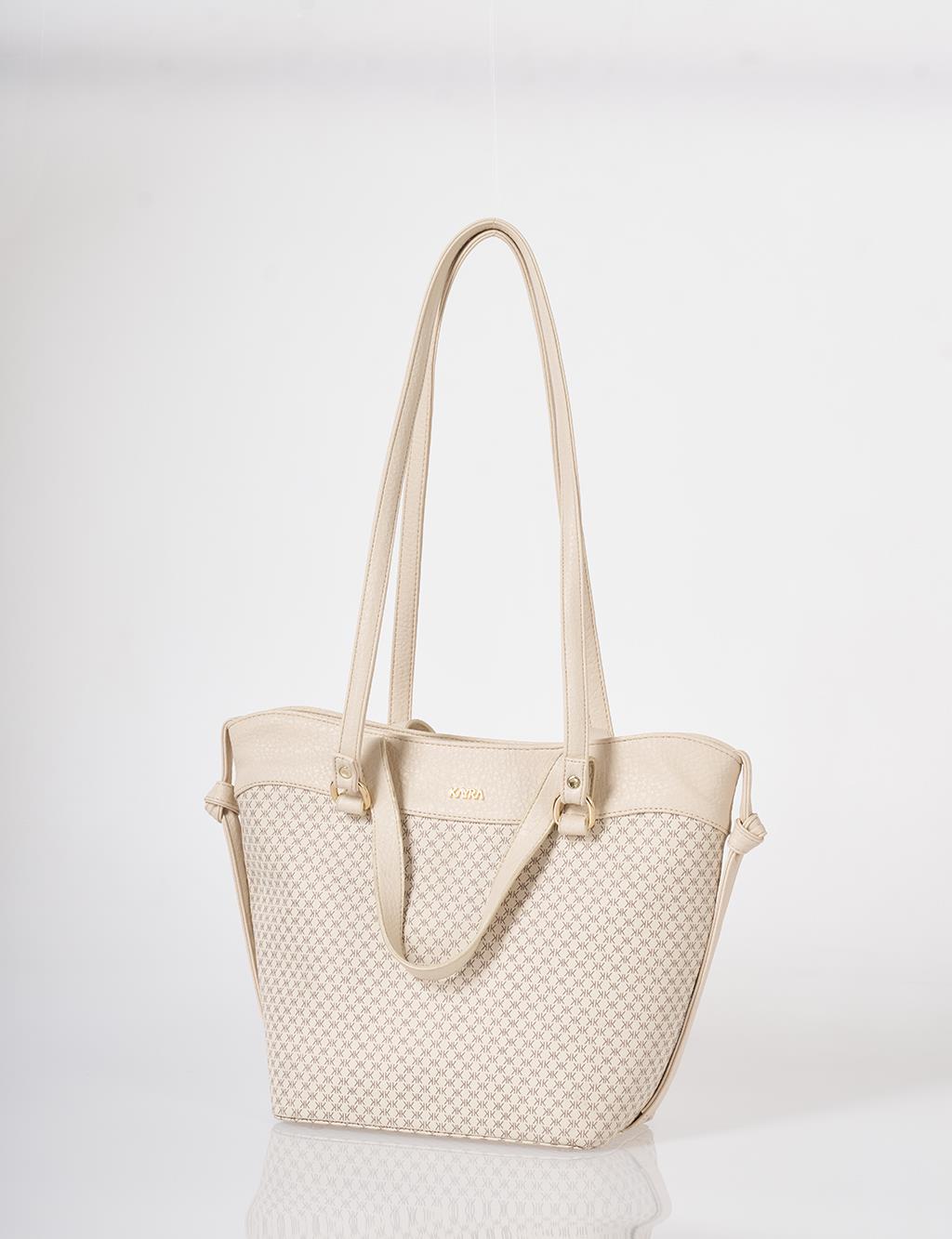Monogram Pattern Shoulder Bag Cream