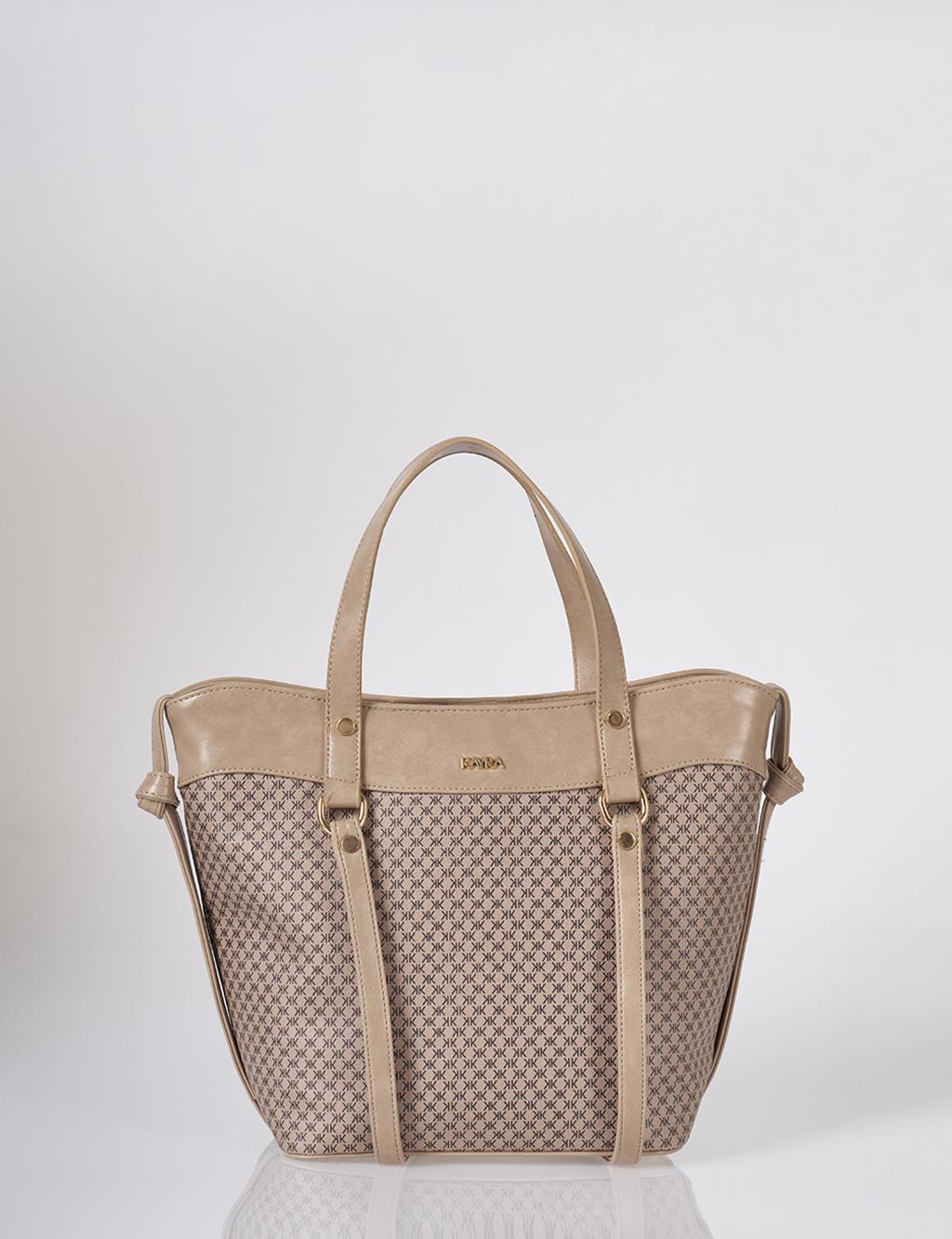 Monogram Pattern Shoulder Bag Mink
