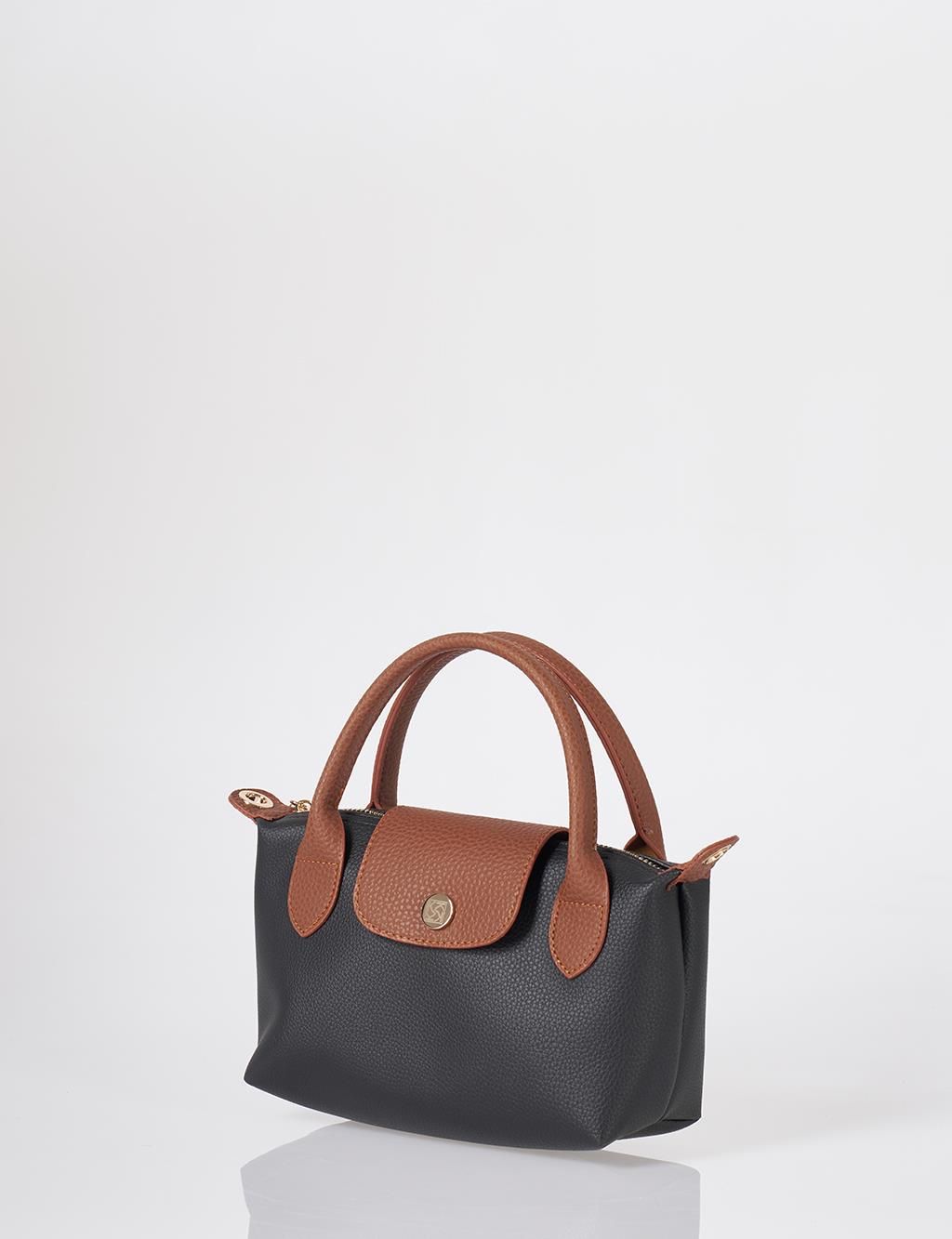 Kapaklı Shopper Çanta Siyah