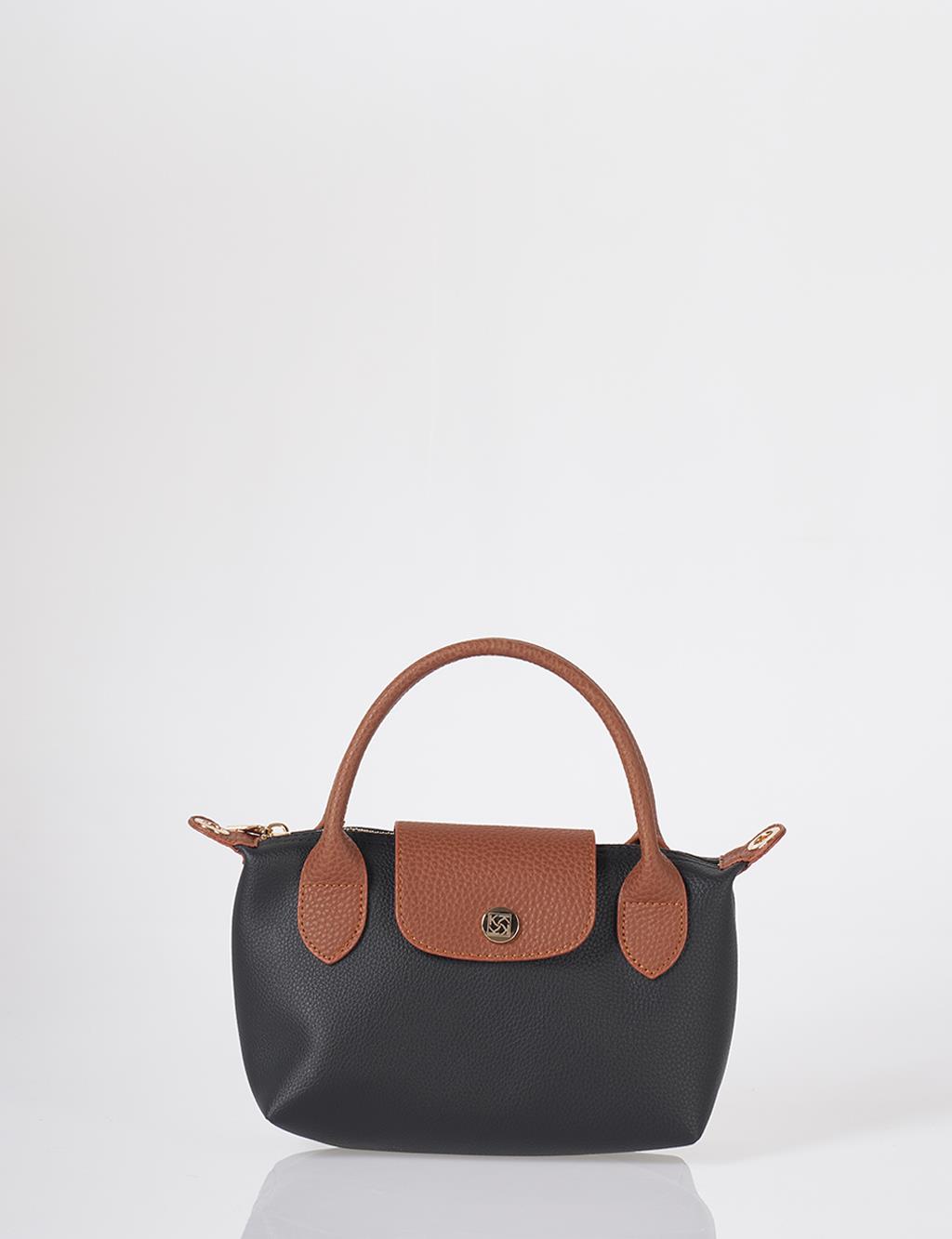 Kapaklı Shopper Çanta Siyah