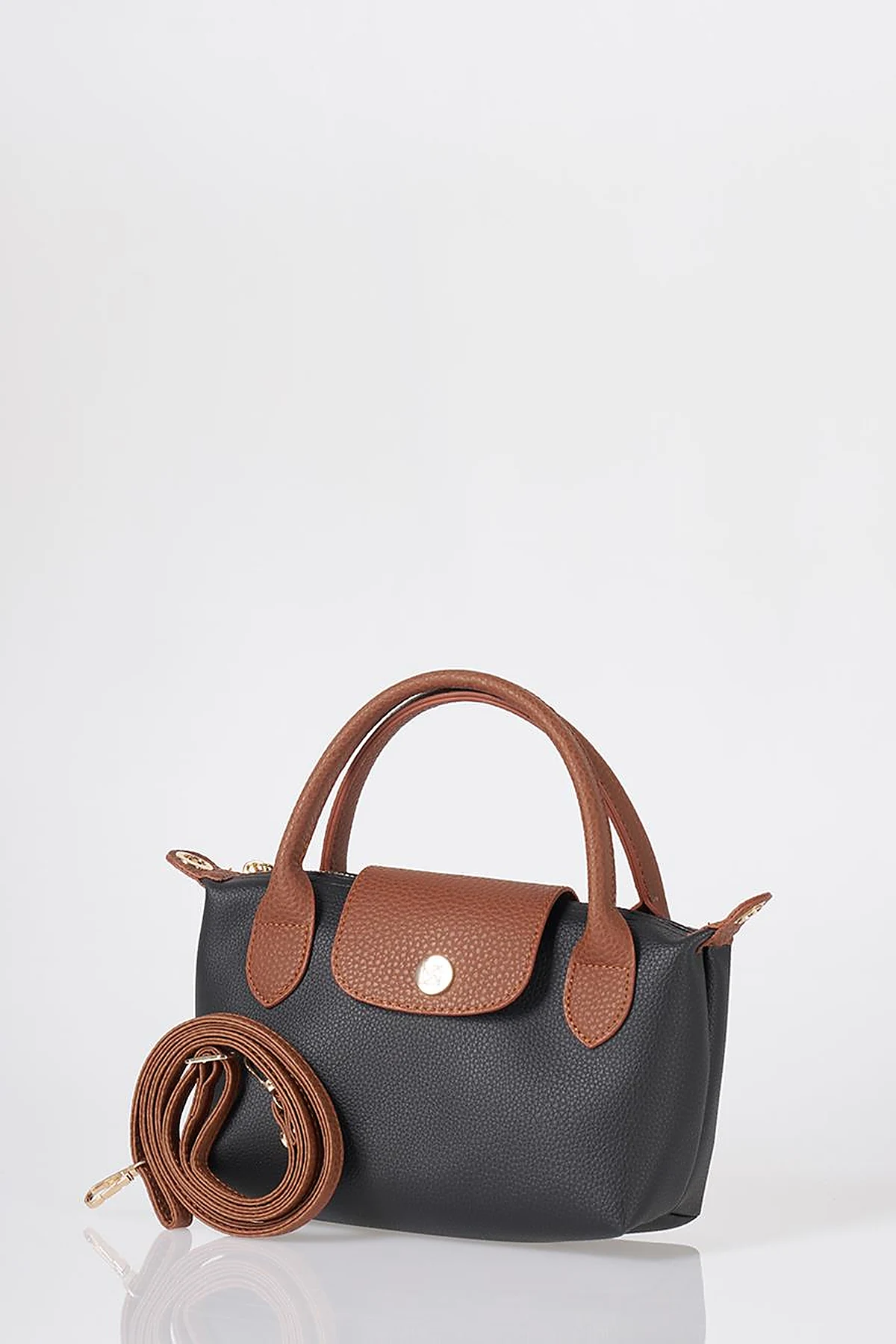 Flap-Detail Shopper Bag Black